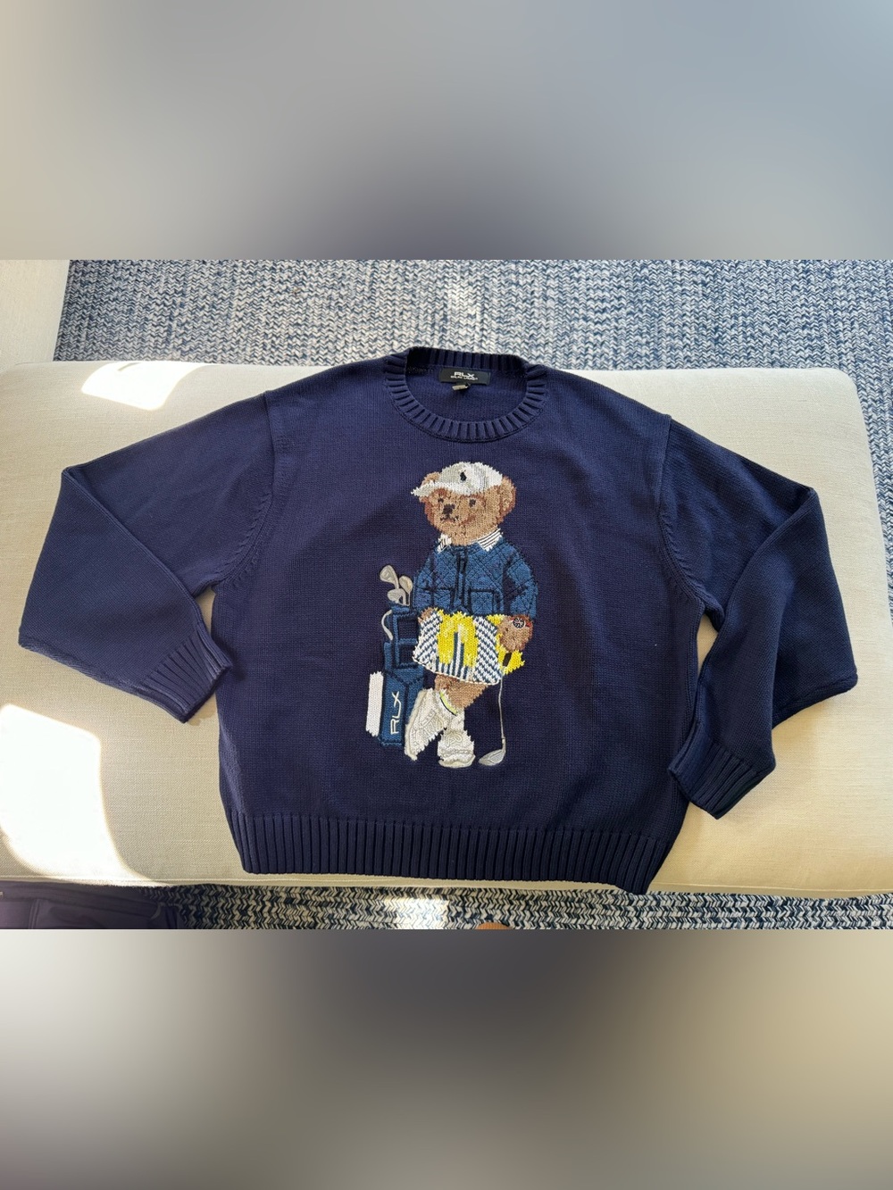 Polo Ralph Lauren RLX Polo Bear Golf Sweater Navy Knit Pullover size M